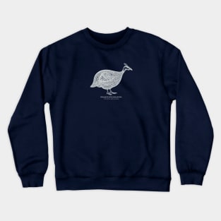 Helmeted Guineafowl with Common and Latin Names - bird design Crewneck Sweatshirt